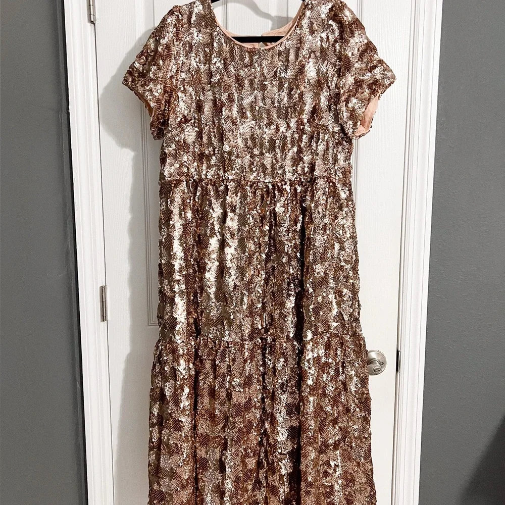 Anthropologie Bernadette Sequined Midi Dress